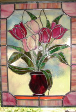 This is a Stained Glass of Tulips  size 18"X24" Panel